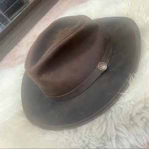 Goorin Bros North Folk Wide Brim Leather Fedora